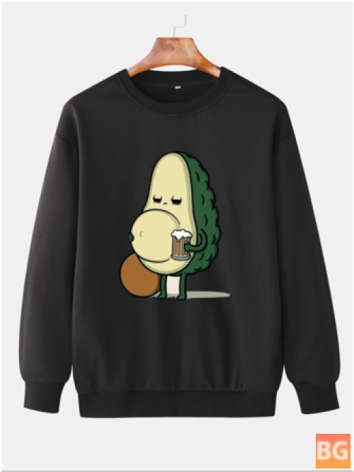 Cotton Cute Avocado Cartoon Print Sweatshirt