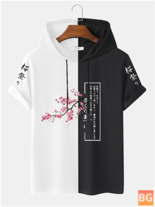 Two Tone Sakura Hooded Tee for Men
