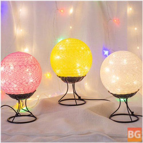 Linen Rattan Ball LED Desk Lamp