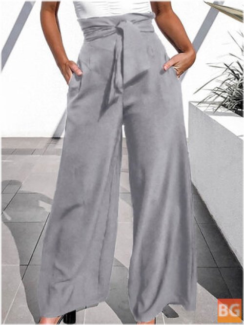 Pleated Pocket Women's Polyester Pants