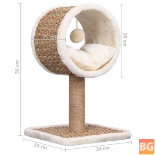Cat furniture with tunnel and toy - 56 cm seagrass