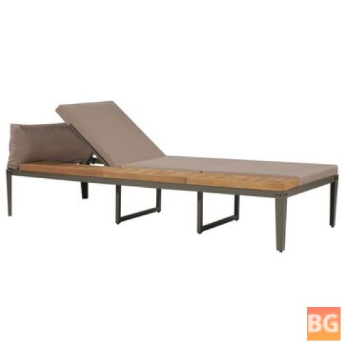 Sun Lounger with Cushions - Solid Acacia Wood Brown