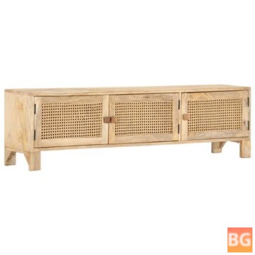 TV Cabinet with 3 compartments - wood and cane