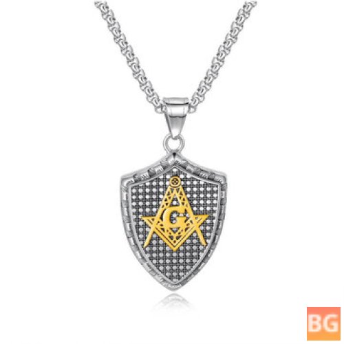 Geometric Pendant Necklace with Chain and Charm for Men