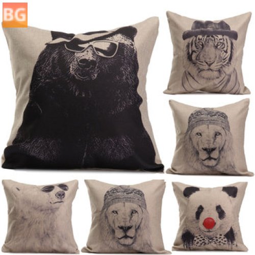 Home Office Cushion Cover for Cotton Linen Animal Throw Pillow