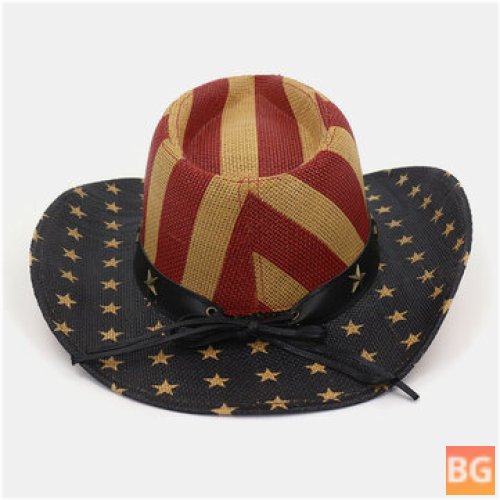 Summer Prairie Straw Hat for Male - American Flag