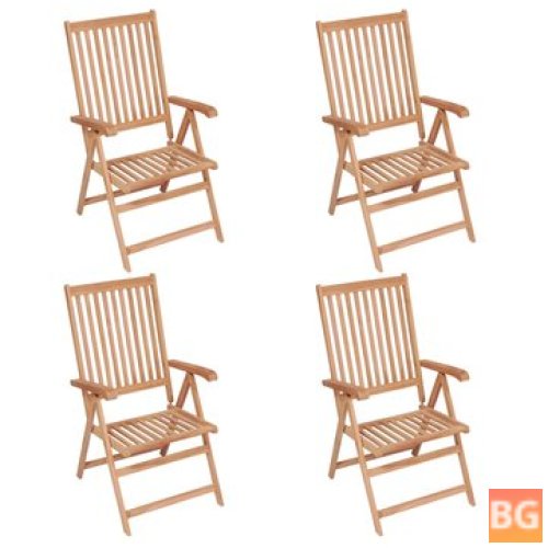 4-Piece Reclining Garden Chairs with Wood Frame