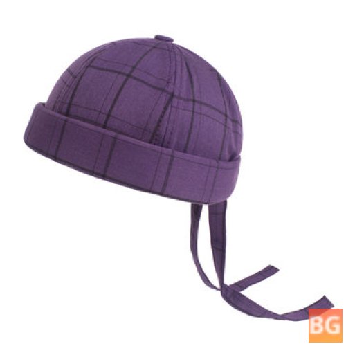 Unisex Warm Plaid Hat with Adjustable Back Strap and Brim