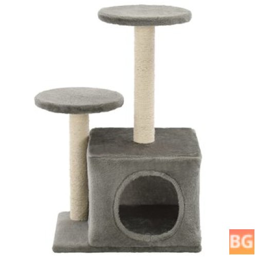 Gray Cat Scratch Post with Sisal Scratch Pad
