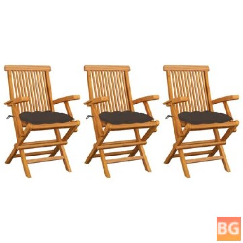 Chairs with Teak Cushions - 3 Pcs