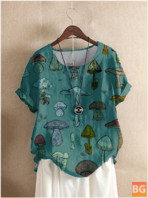 Short Sleeve T-Shirt for Women - Cartoon Mushroom