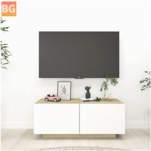 TV Cabinet - White and Sonoma Oak 39.4