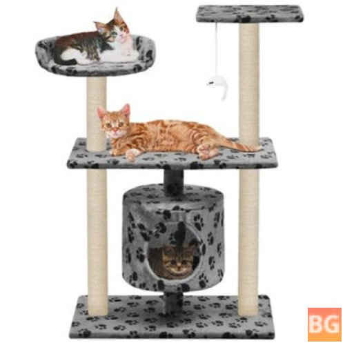 Cat Tree - 95 cm Grey Paw Scratcher Tower Home Furniture Climbing Frame Toy - Spacious Perch Bedpan Pet Supplies