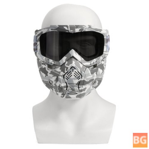 Motorcycle Helmet Goggles with Dark Grey Lens and Detachable Mask
