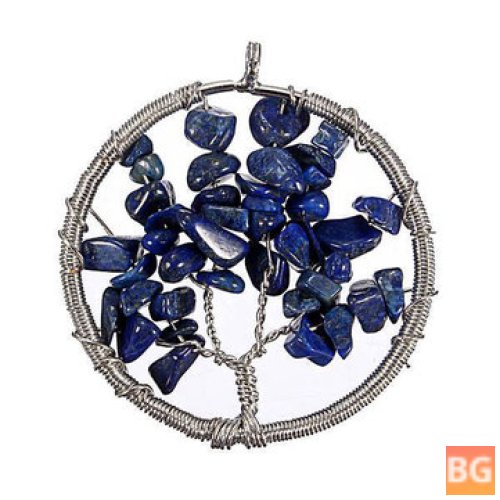 Round Necklace with Stone Tree of Life