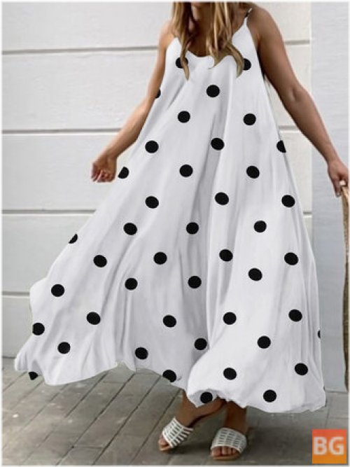 Adjustable Polka Dot Maxi Dress