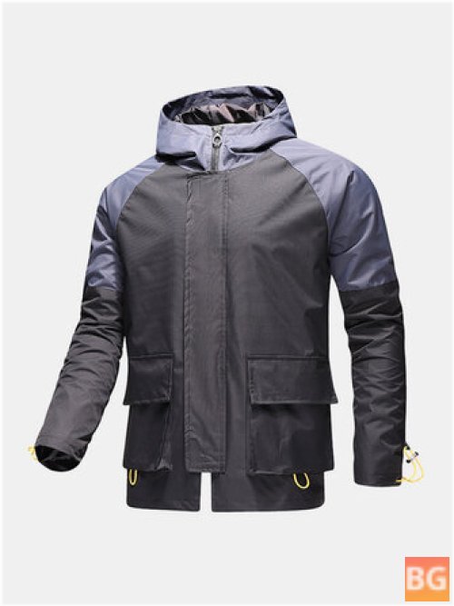 Zippered Front Waterproof Hooded Outdoors Jacket