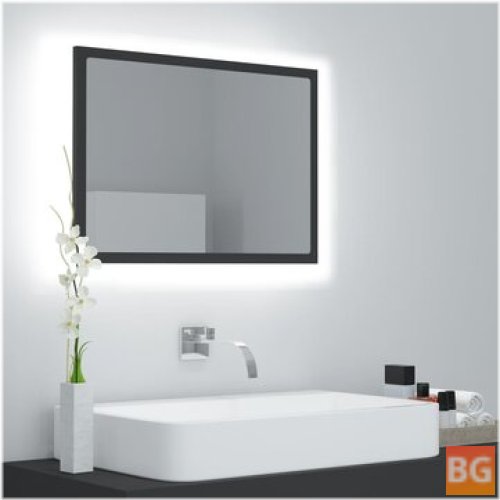 Gray Bathroom Mirror with Black Frame