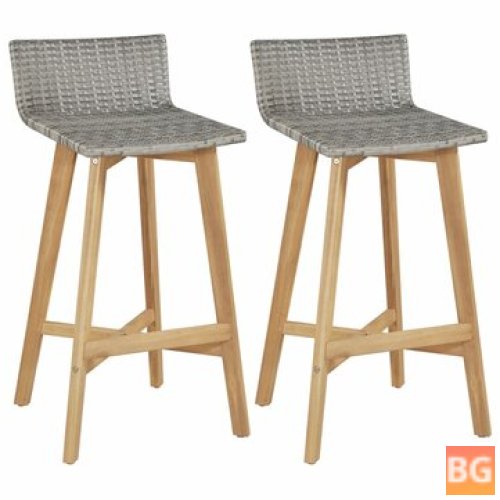 2-Piece Bar Chairs with Solid Wood Legs