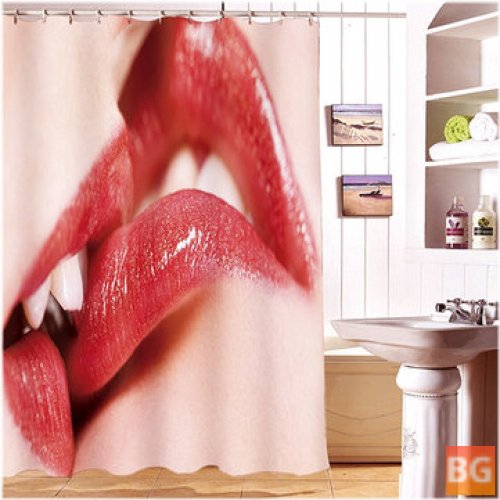 Waterproof Shower Curtain with 12 Hooks - Sexy Red