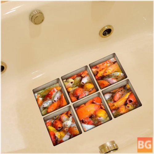 Golden Fish Pattern 3D Waterproof Bathtub Sticker
