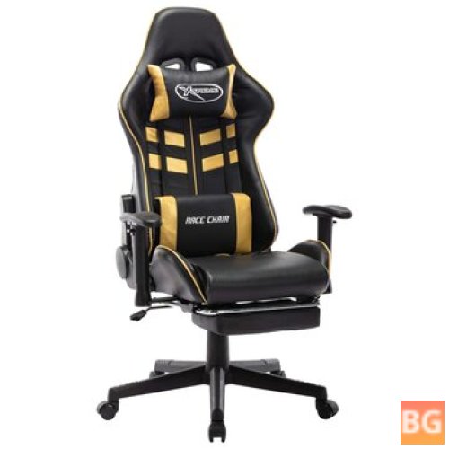 Gaming Chair with Foot Rest - Artificial Leather Black and Gold