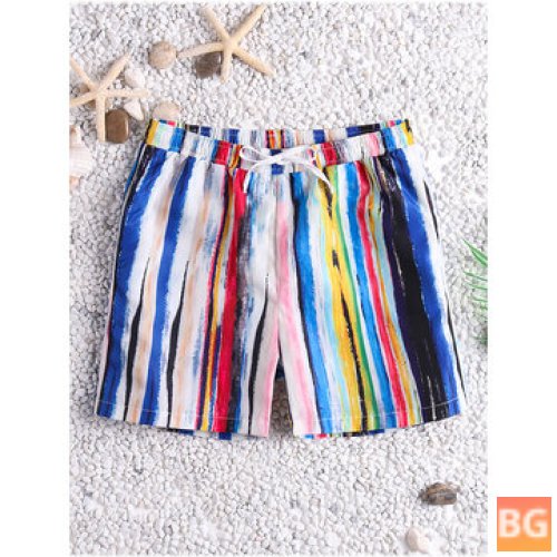 Beach Board Shorts with Stripe Design