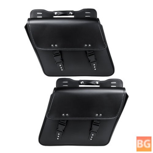 Saddlebags for Motorcycle - Black PU Leather