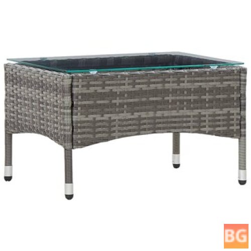 Gray Table with Rattan Top and Legs