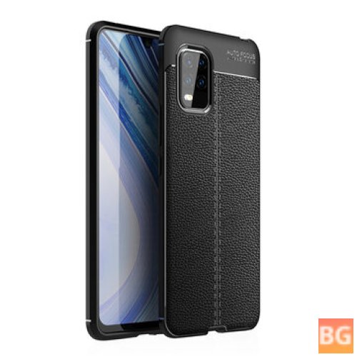 Mi 10 Lite Case with Litchi Pattern Back Cover