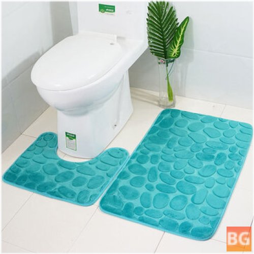 Memory Foam Bath Mats Set for Home - Soft Floor Liner for Shower and Toilet