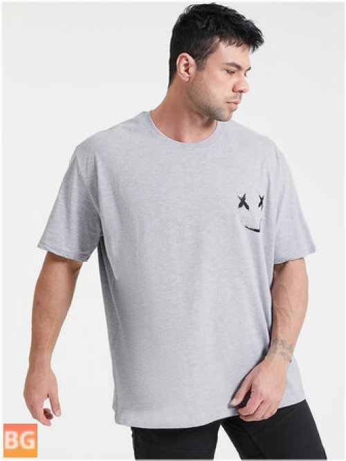 Short Sleeve T-Shirt with Men's Plain Smile Pattern