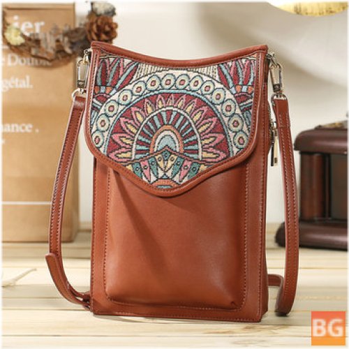 Women's Phone Bag with Floral Printing on Canvas