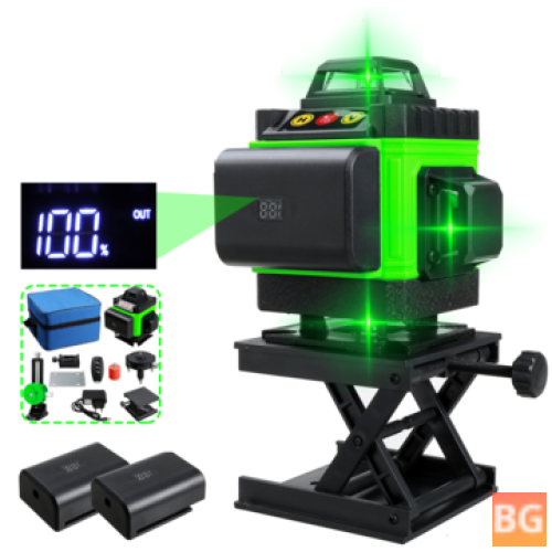 4D Laser Level, Green Laser Line, Horizontal Lines, &360 Degree Vertical Cross with 2xBattery for Outdoor Use