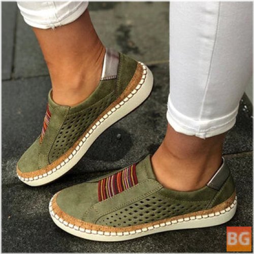 Hollow Out Splicing Loafers for Women