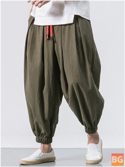 Vintage Drawstring Jogger Pants - Comfy and Casual