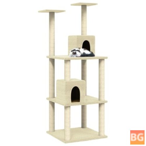 Cat furniture with scratching posts 141 cm cream and black