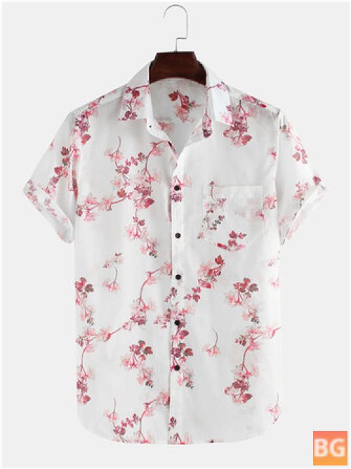 Short Sleeve Casual Shirt with Floral Print