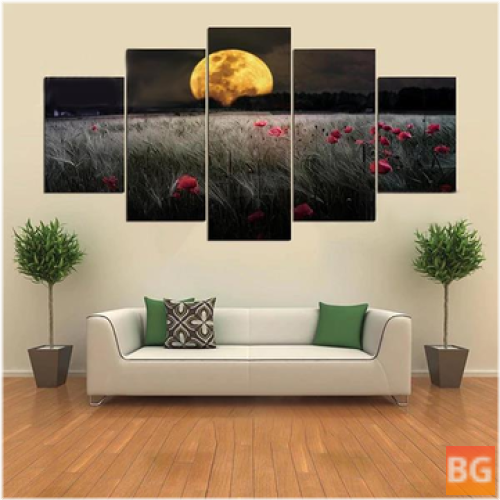 Canvas Wall Painting with Sunflowers - 5 x