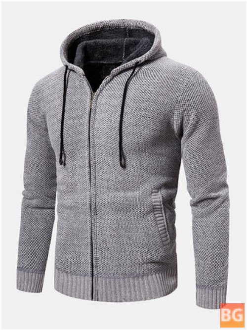 Zipper Front Hoodie -solid color, long sleeve, hoodie jacket