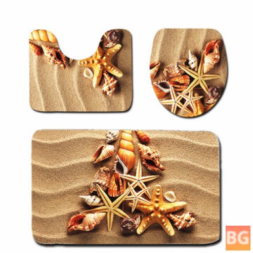 Beach Starfish Rug and Toilet Cover Set