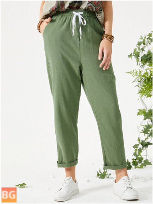 Fancy Waist Pants With Pocket For Women