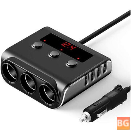 USB Car Charger Adapter with 3 USB Ports, Quick Charge, LED Voltage Display, 12V/24V, Bus Truck SUV