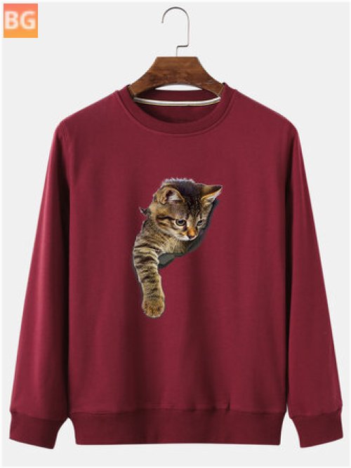 3D Cute Cat Print Sweatshirt for Men