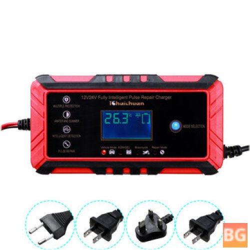 Touch Screen LCD Charger for Car Motorcycle - 8A/4A