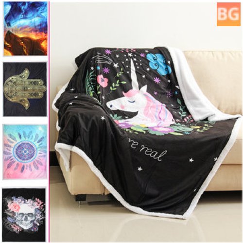 3D Animal Plush Hooded Double Layer Blanket