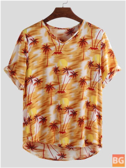 Short Sleeve Men's T-Shirts with Maple Leaf Design
