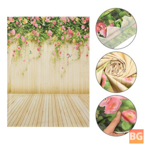 5x7ft Flower Wooden Floor Background Backdrop Photography Studio Background
