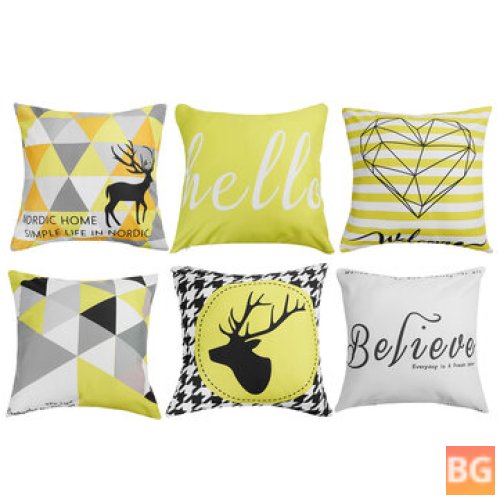Cushion for Home Sofa - Striped Yellow - Print