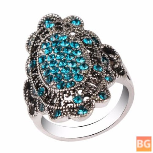 Colored Crystal Hollow Alloy Oval Rings